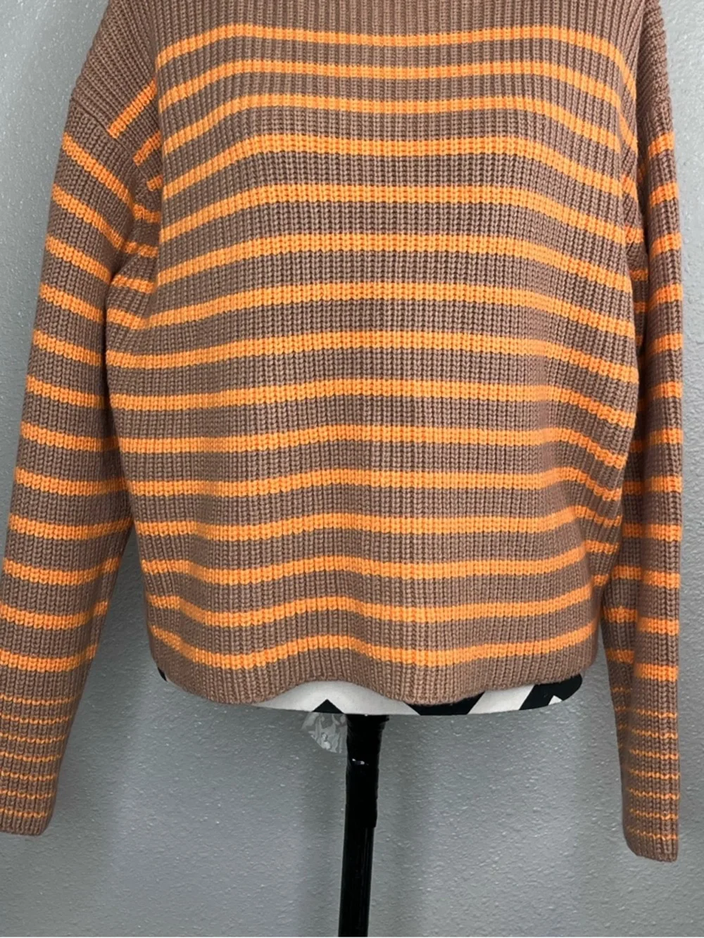 NWT Ann Taylor Sz L Striped Ribbed Knit Turtleneck Sweater